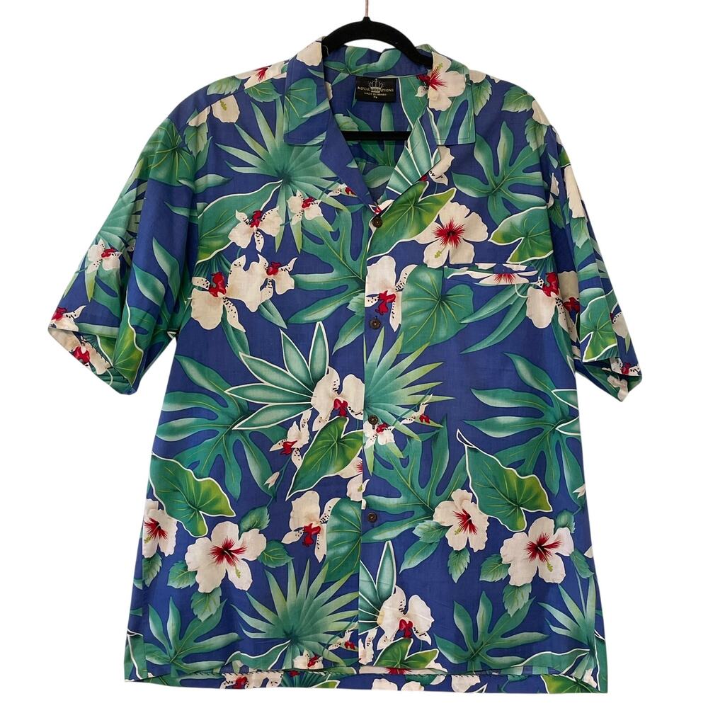 Royal Creations Mens Shirt XL Made in Hawaii Blue Green Tropical Vacation